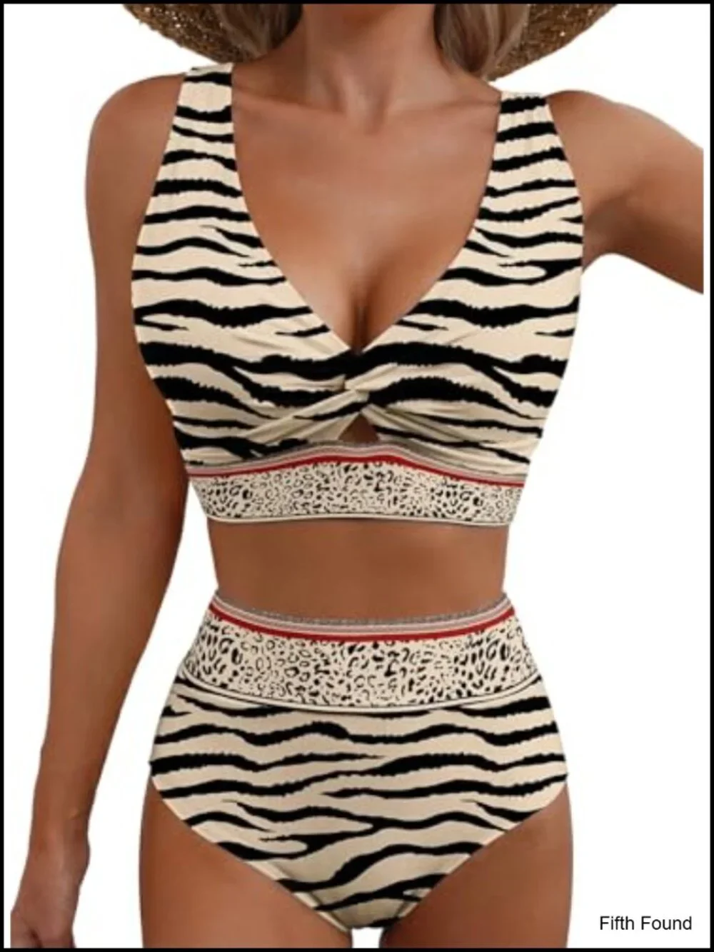 Women's 2 Piece Bikini Set Twist Front Top High Waisted Bottoms Swimsuit
